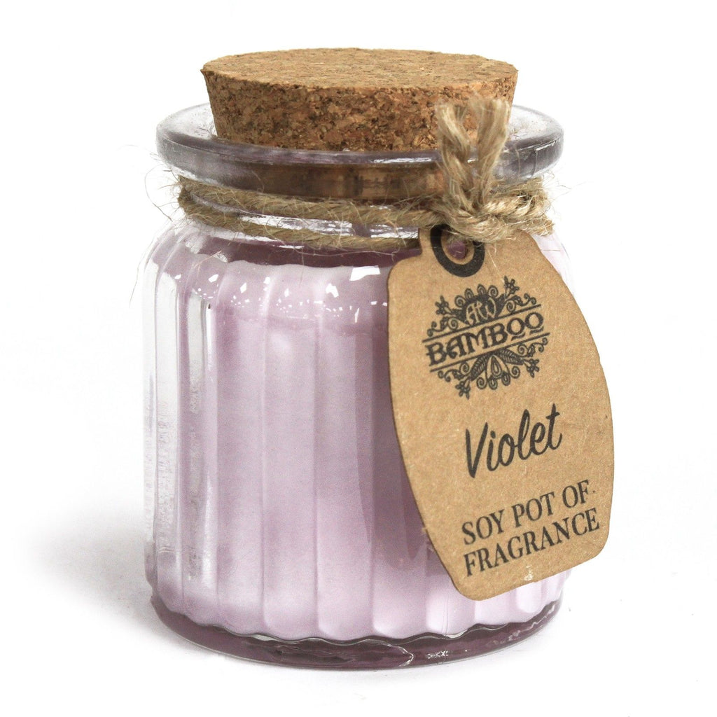 Violette Soja-Duftkerze im Glas