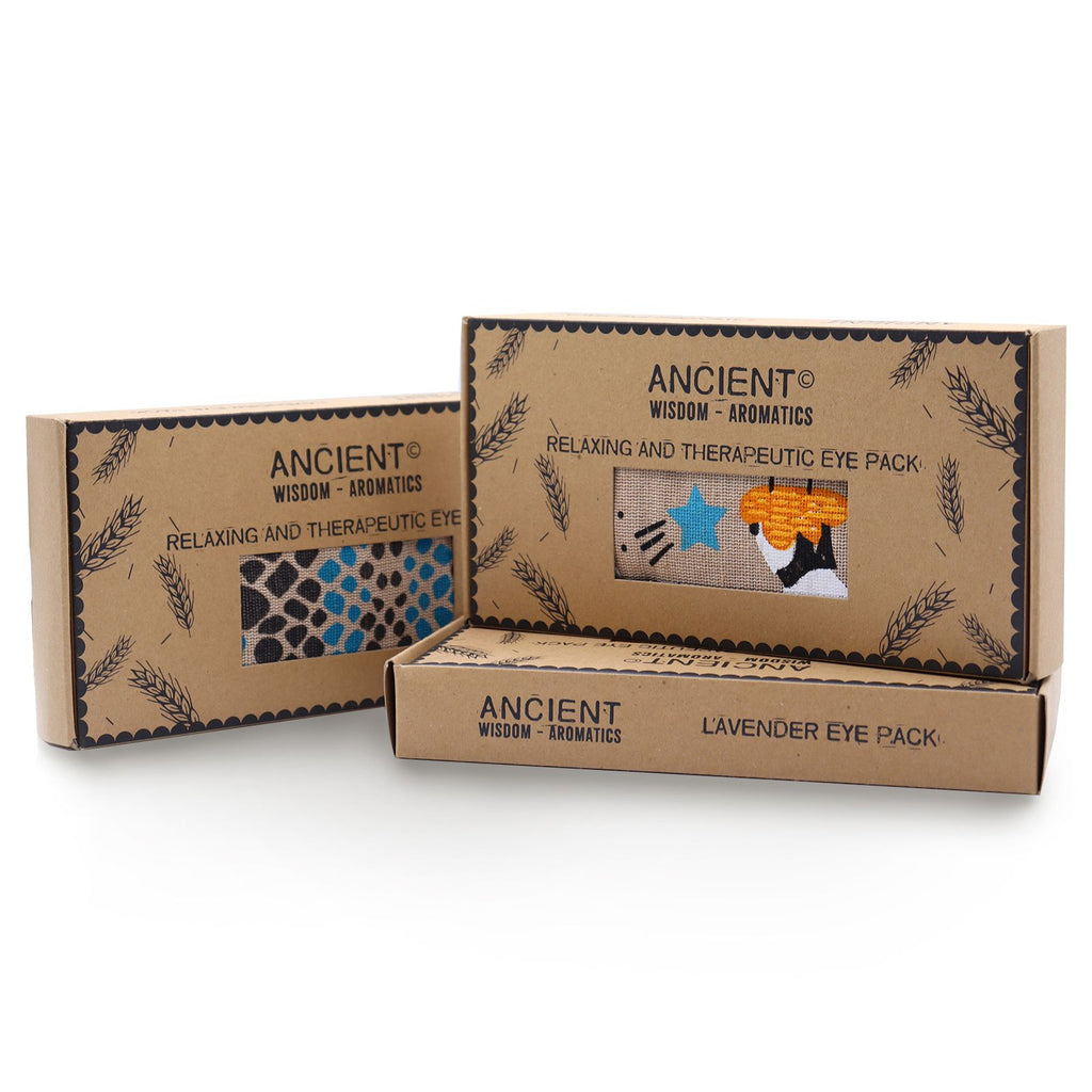 Lavendel Augen-Kissen aus Naturbaumwolle und Jute im Geschenkkarton – Night Leopard