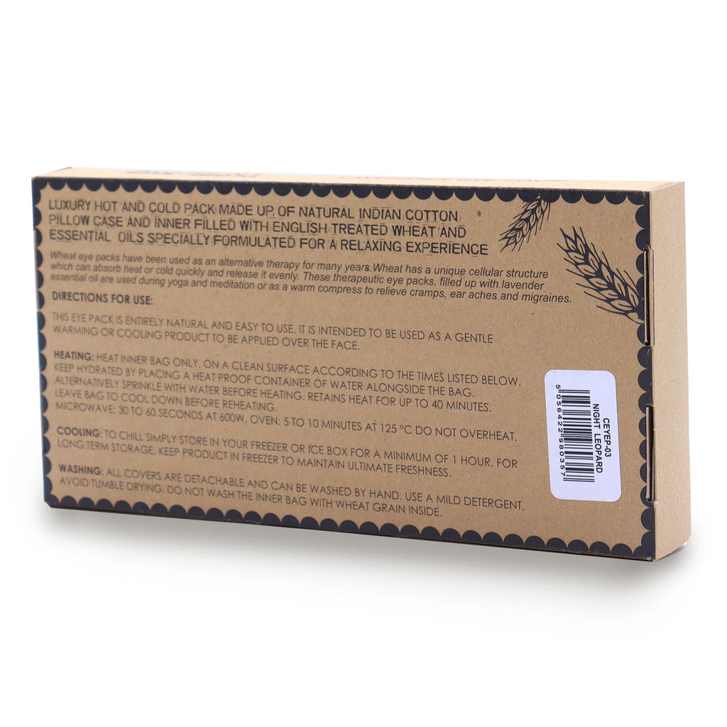Lavendel Augen-Kissen aus Naturbaumwolle und Jute im Geschenkkarton – Night Leopard