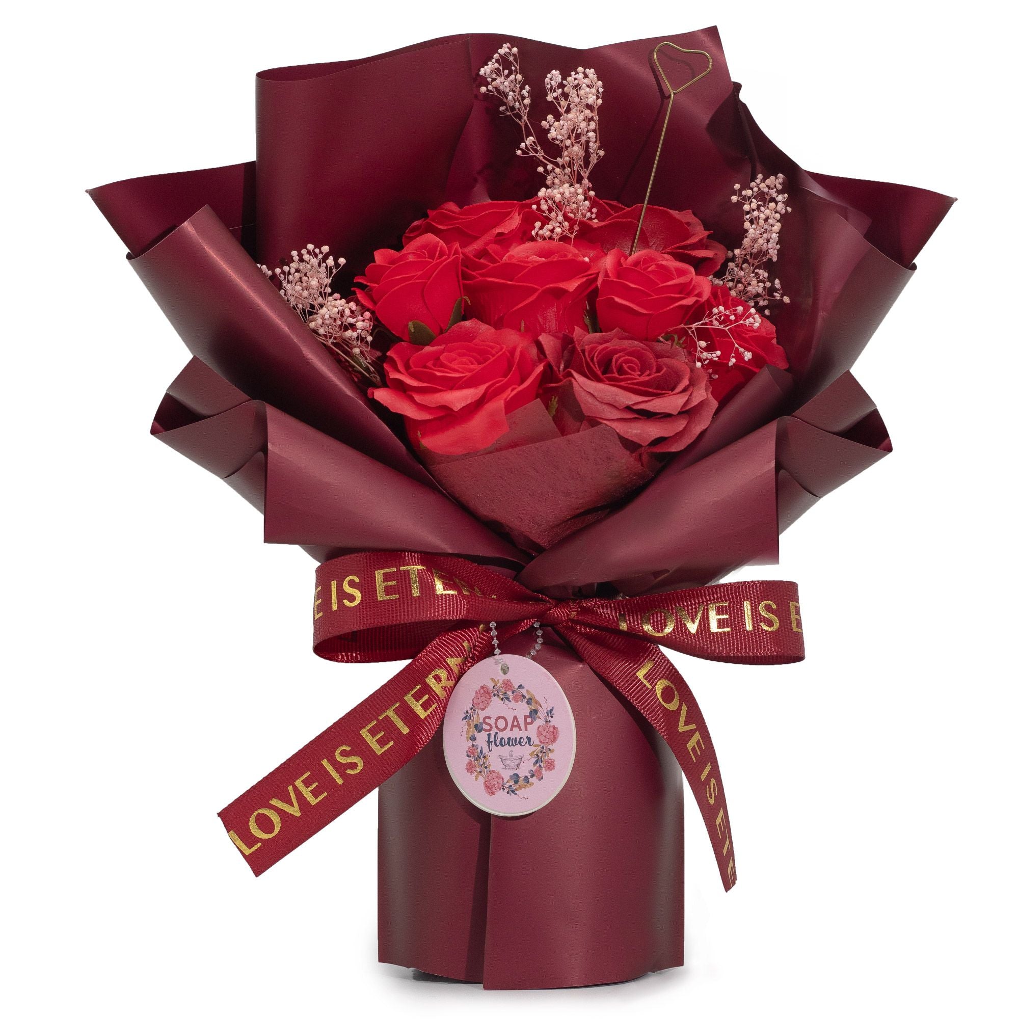 Großer Strauß Roter Rosen - Liebe ist ewig - Geschenkkarte