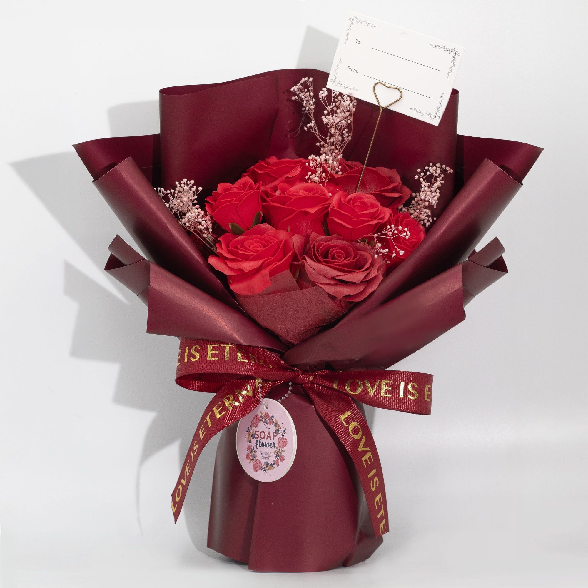 Großer Strauß Roter Rosen - Liebe ist ewig - Geschenkkarte