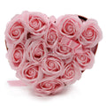 Seifenblumen-Geschenkstrauß - 13 pinkfarbene Rosen - Herz