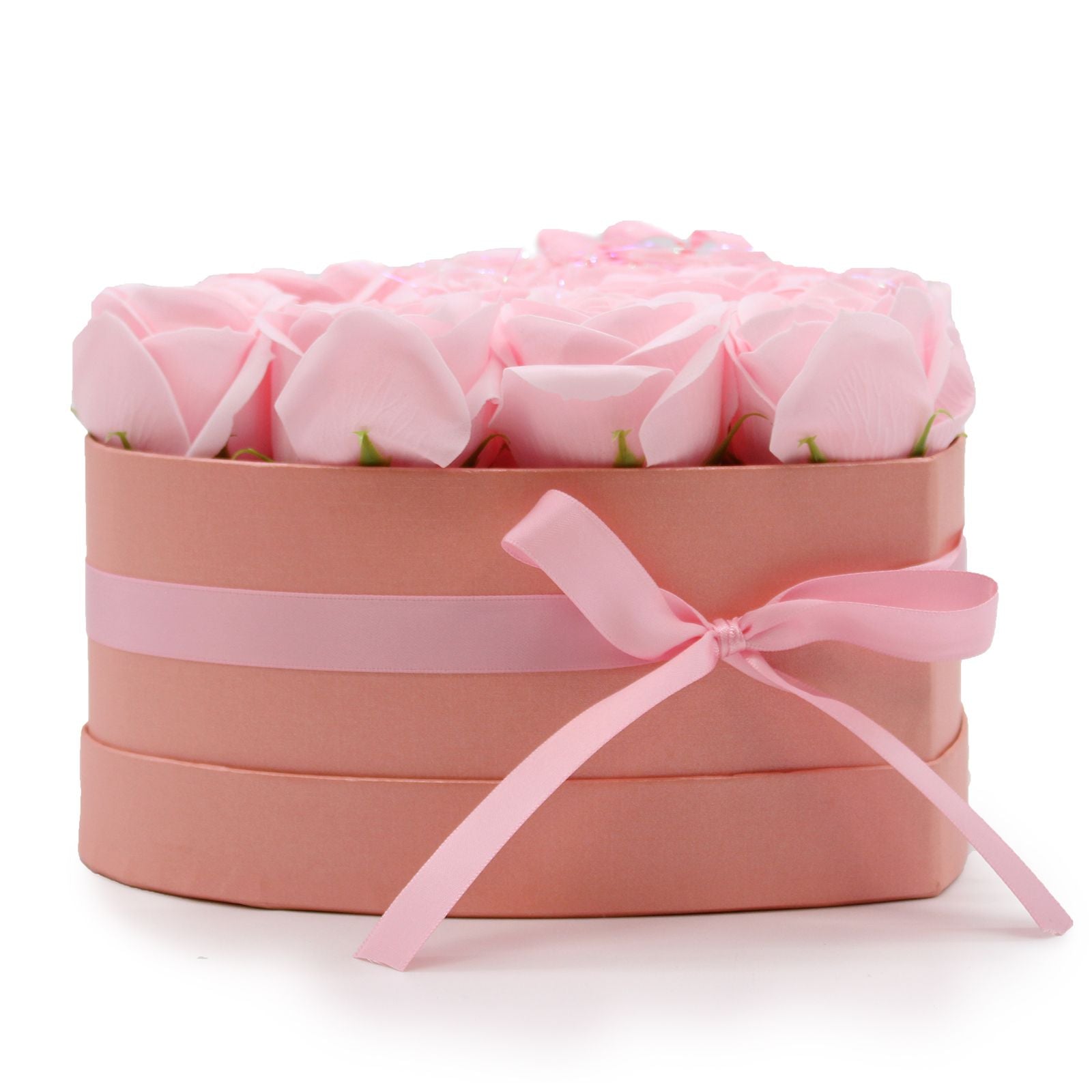 Seifenblumen-Geschenkstrauß - 13 pinkfarbene Rosen - Herz