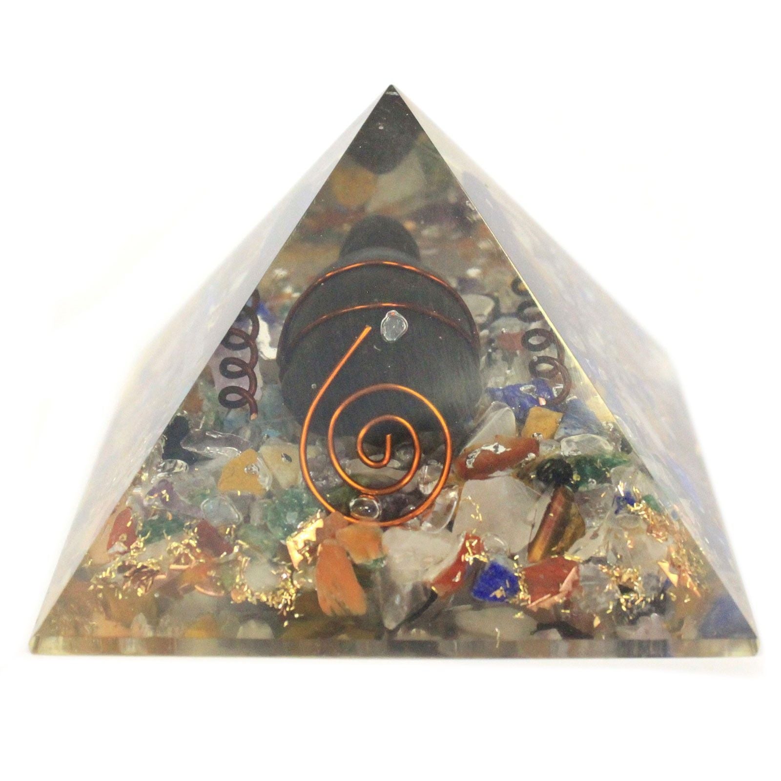 Mit Orgonit Pyramide 60mm Edelsteinchips, Kupfer, Schildkröte