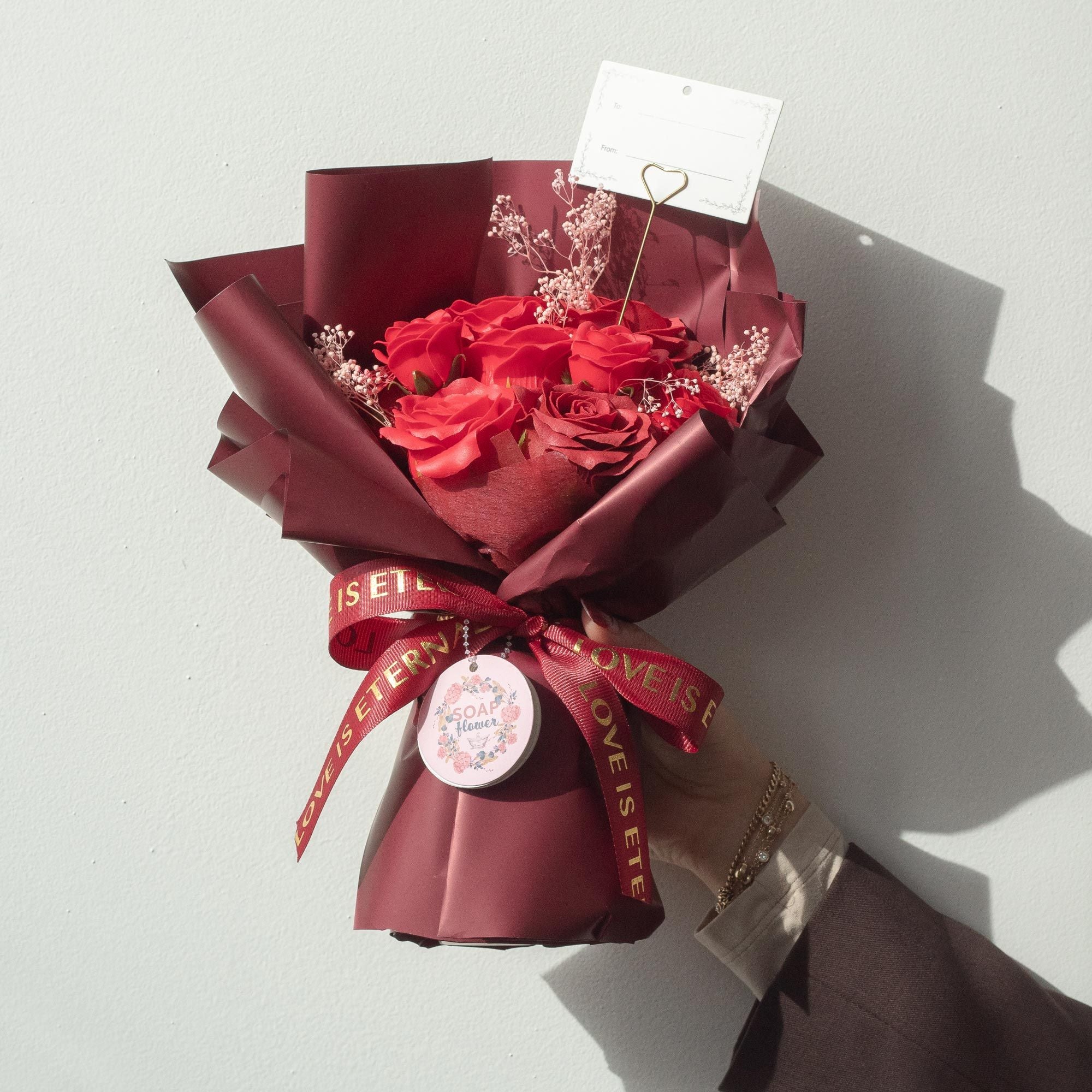 Großer Strauß Roter Rosen - Liebe ist ewig - Geschenkkarte