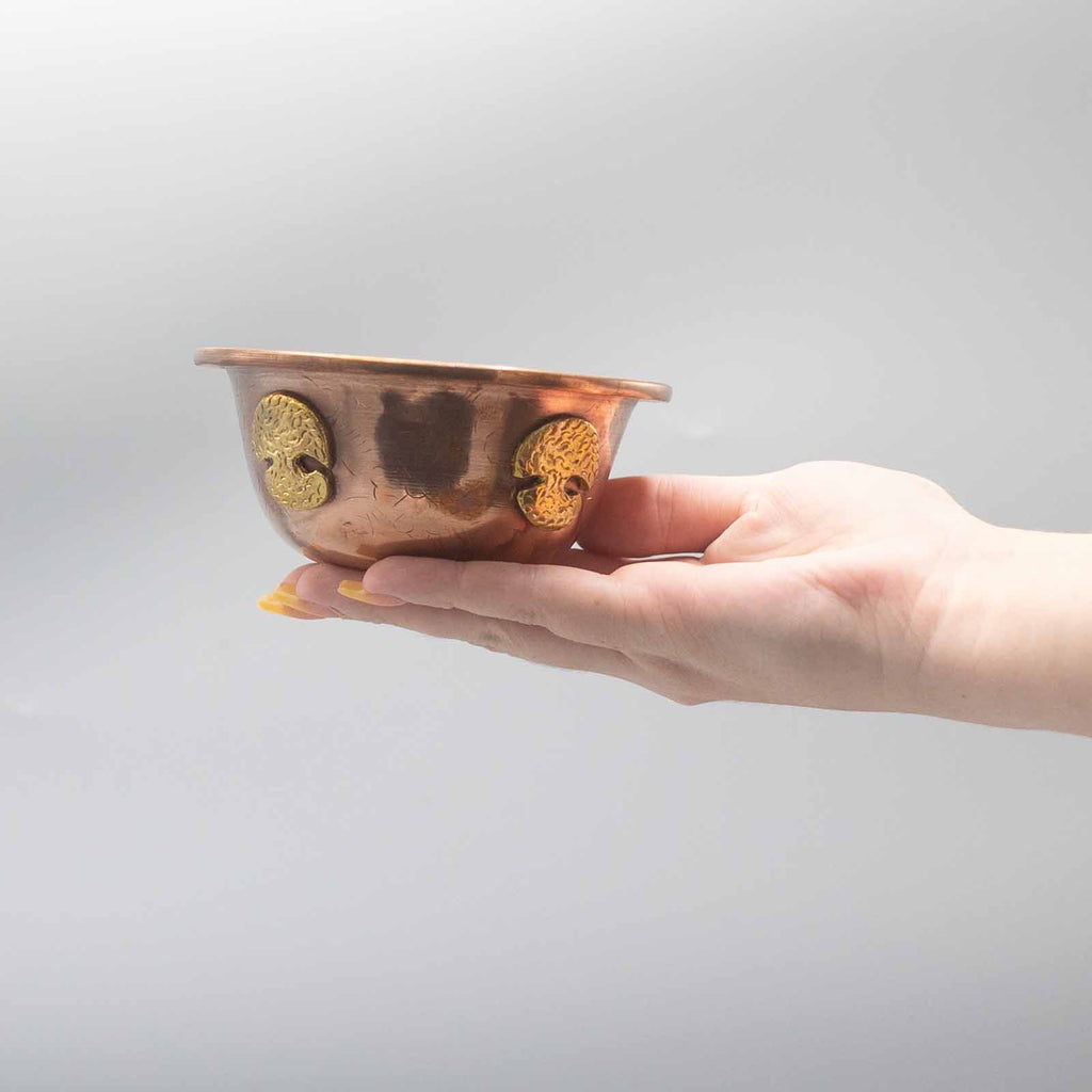 Kupferne Ritualschale mit Lebensbaum 12x5cm