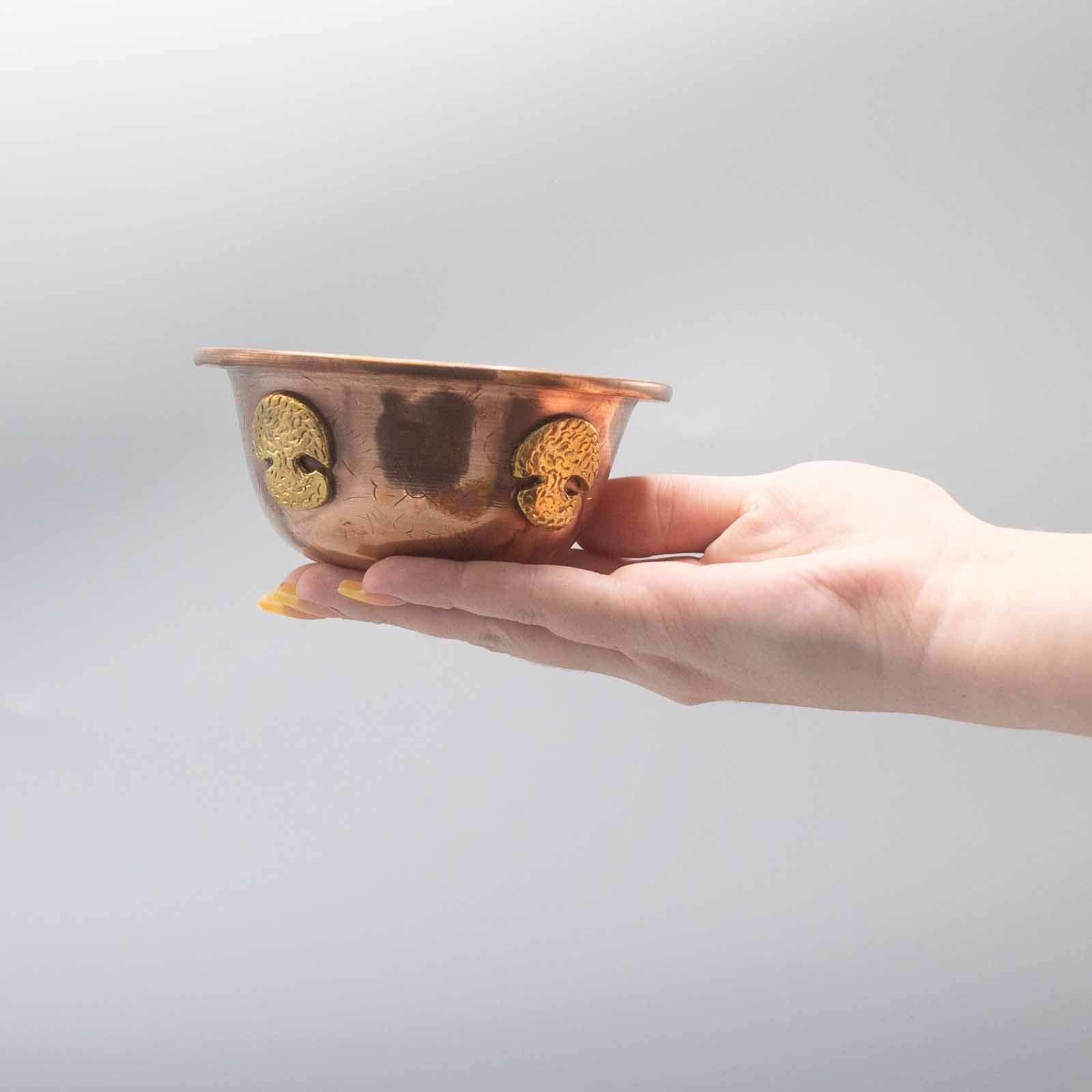 Kupferne Ritualschale mit Lebensbaum 12x5cm