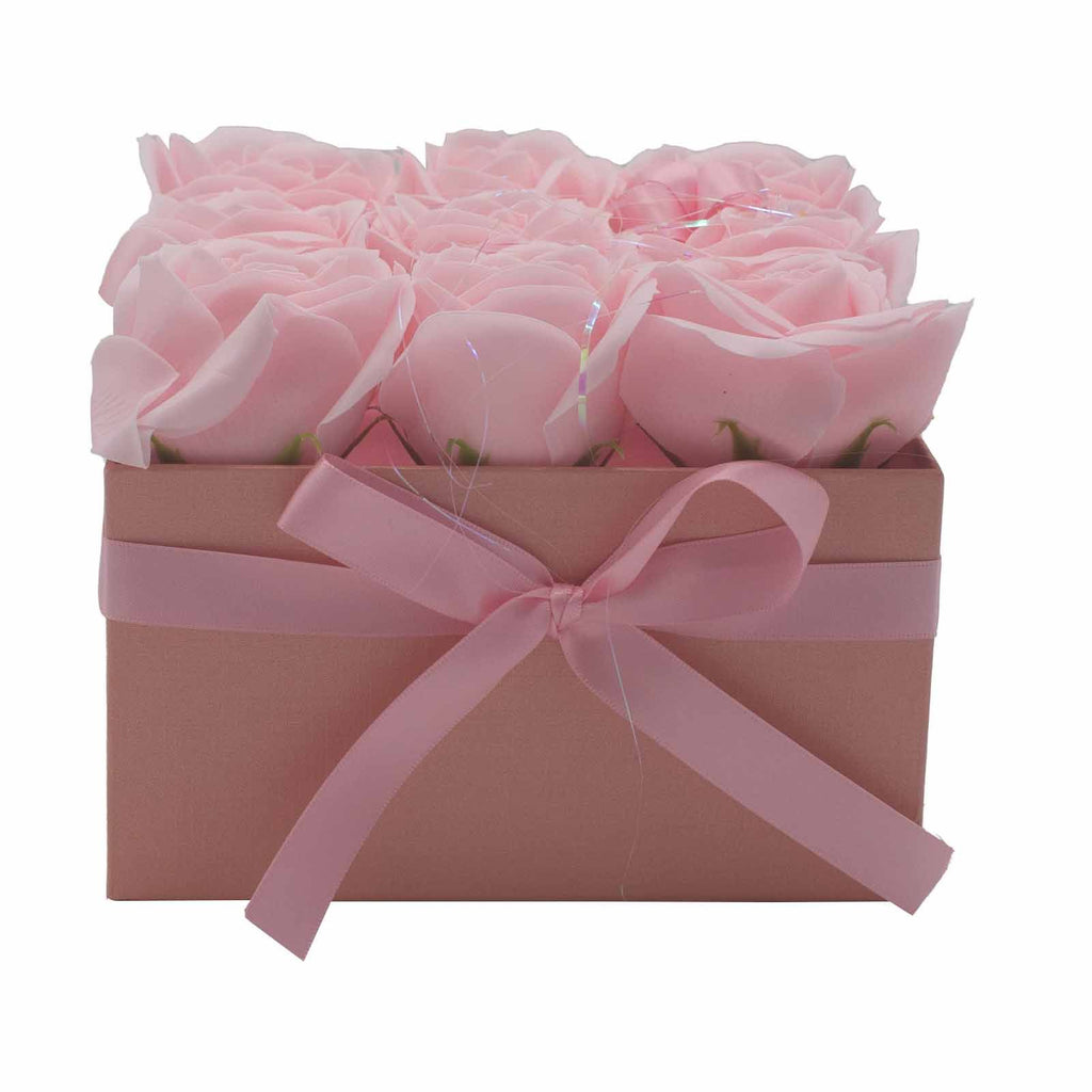 Seifenblumen Strauß - 9 Rosa Rosen - Quadratisch