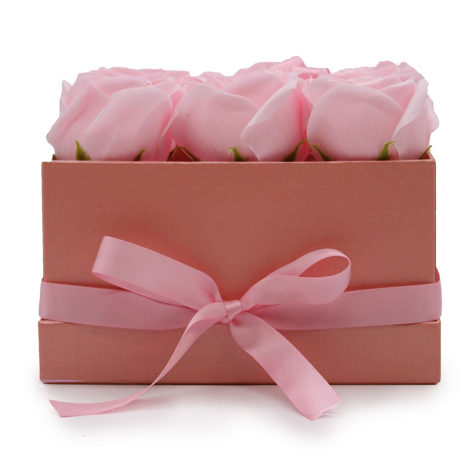 Seifenblumen Strauß - 9 Rosa Rosen - Quadratisch